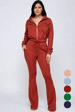 Load image into Gallery viewer, TRACK JACKET FLARED TRACK PANTS SET: GREEN / L
