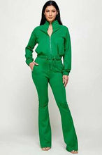 Load image into Gallery viewer, TRACK JACKET FLARED TRACK PANTS SET: GREEN / L
