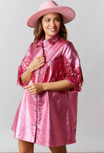 Load image into Gallery viewer, &quot;Houston&quot; Fringe Leather Shirt Dress- Fuschia
