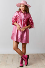 Load image into Gallery viewer, &quot;Houston&quot; Fringe Leather Shirt Dress- Fuschia

