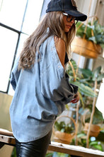 Load image into Gallery viewer, &quot;Cold Shoulder&quot; Denim Top-Blue
