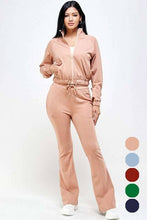 Load image into Gallery viewer, TRACK JACKET FLARED TRACK PANTS SET: GREEN / L
