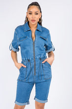 Load image into Gallery viewer, Plus Denim Utility Romper
